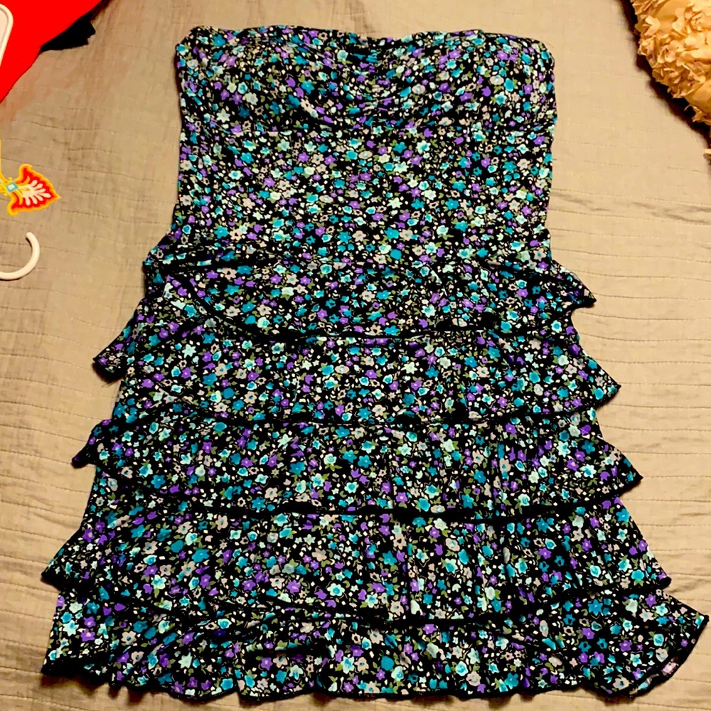 Forever brand strapless black floral dress